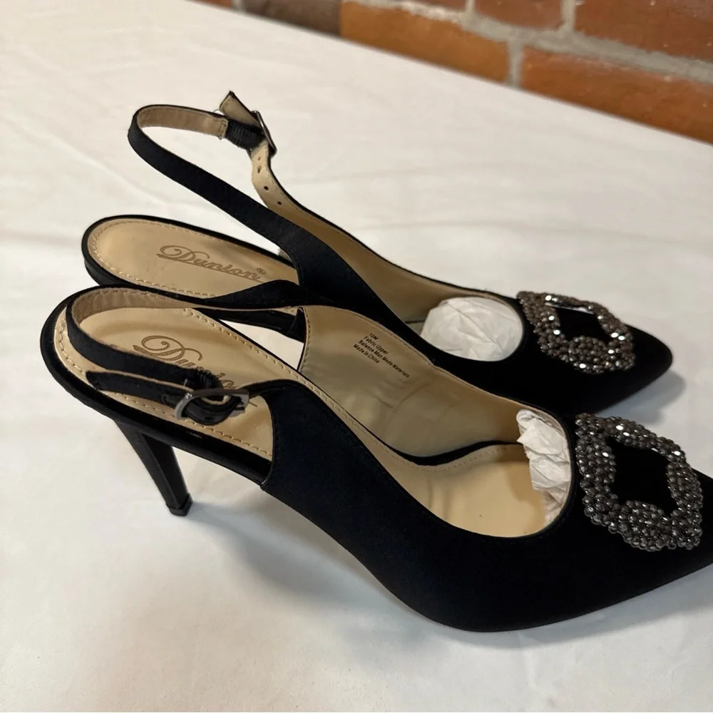 Chic Black‎ Embellished Slingback Heels
